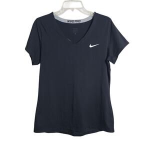 Nike Pro Women's XL Fitted Dri-Fit Tee Shirt Black Gym Training Workout Athletic